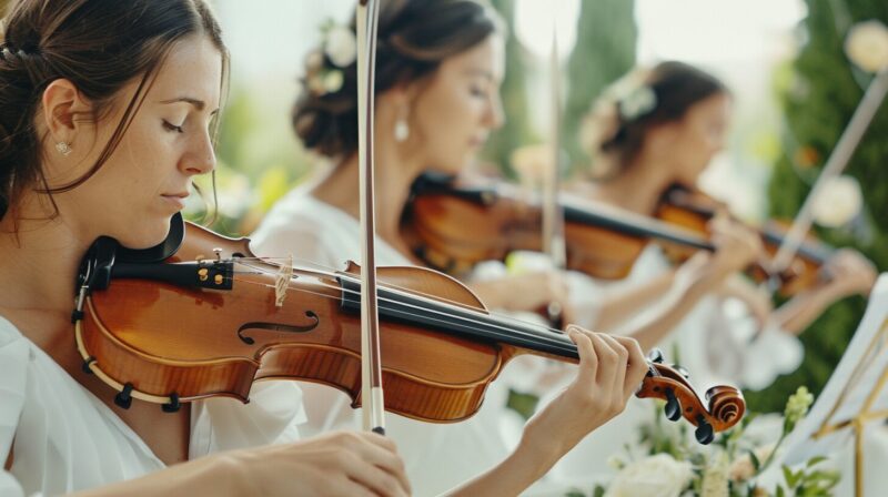 結婚式で演奏するバイオリニスト